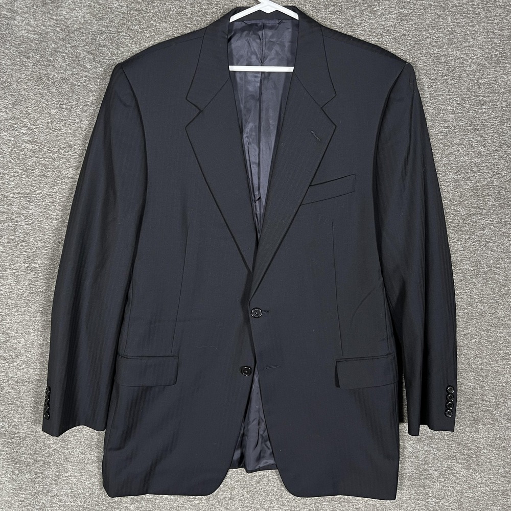 Loro Piana Suit Jacket Mens 43‎ Long Navy Blue Striped Wool Hickey Freeman